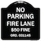 Signmission Missouri No Parking Fire Lane $50 Fine Heavy-Gauge Aluminum Sign, 18" x 18", BW-1818-23874 A-DES-BW-1818-23874 - alternate 1